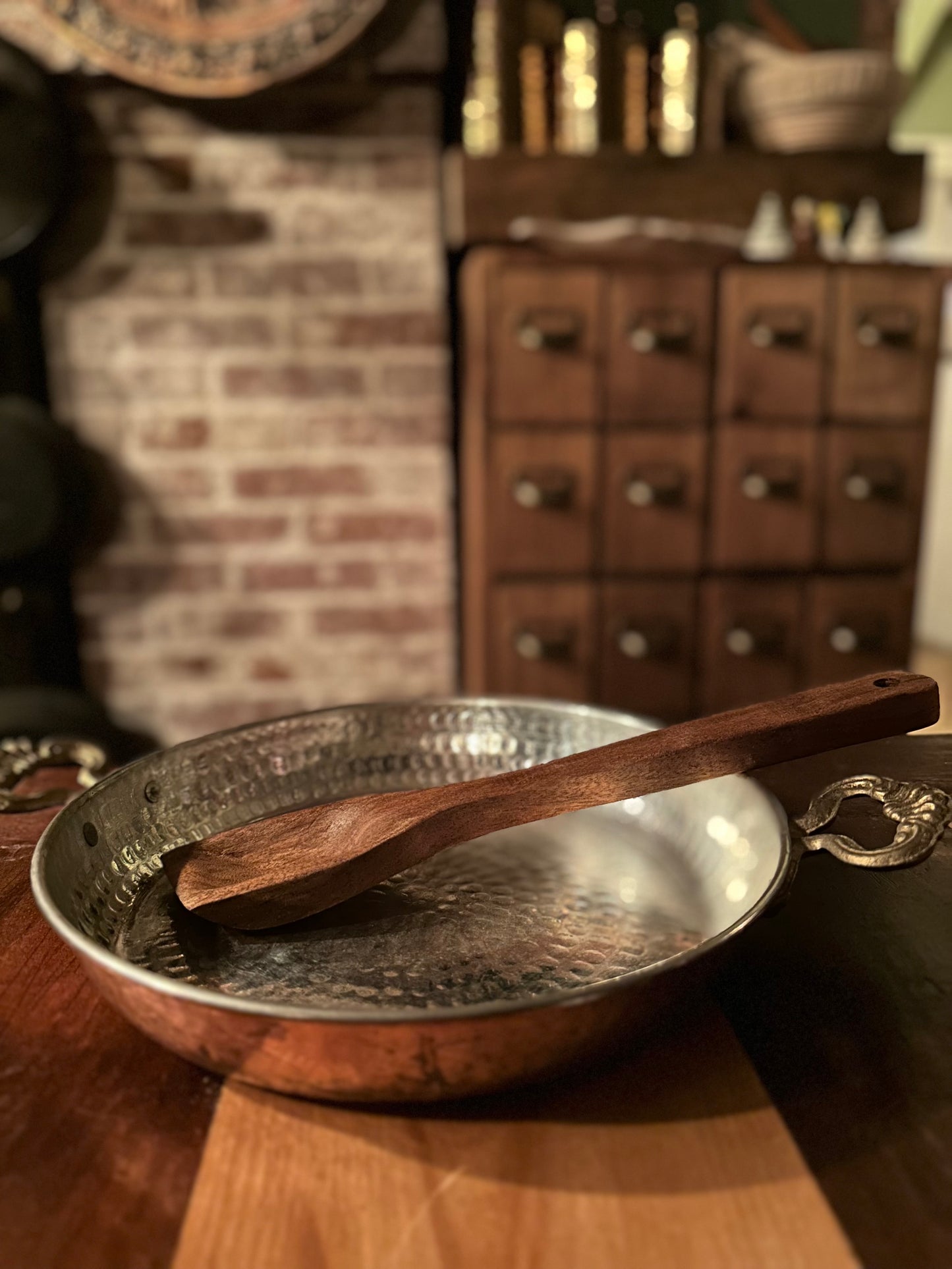 Hand Carved in Maine - African Walnut slanted spatula