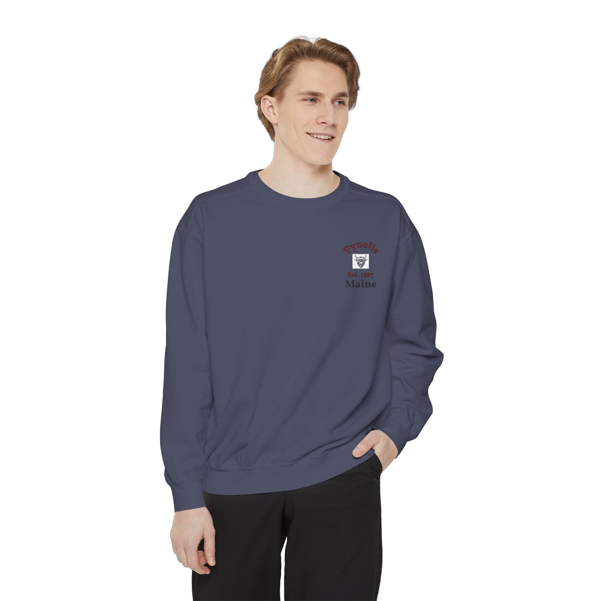 Crewneck Sweatshirt — Pynelis Maine Est 1887 Highland Graphic