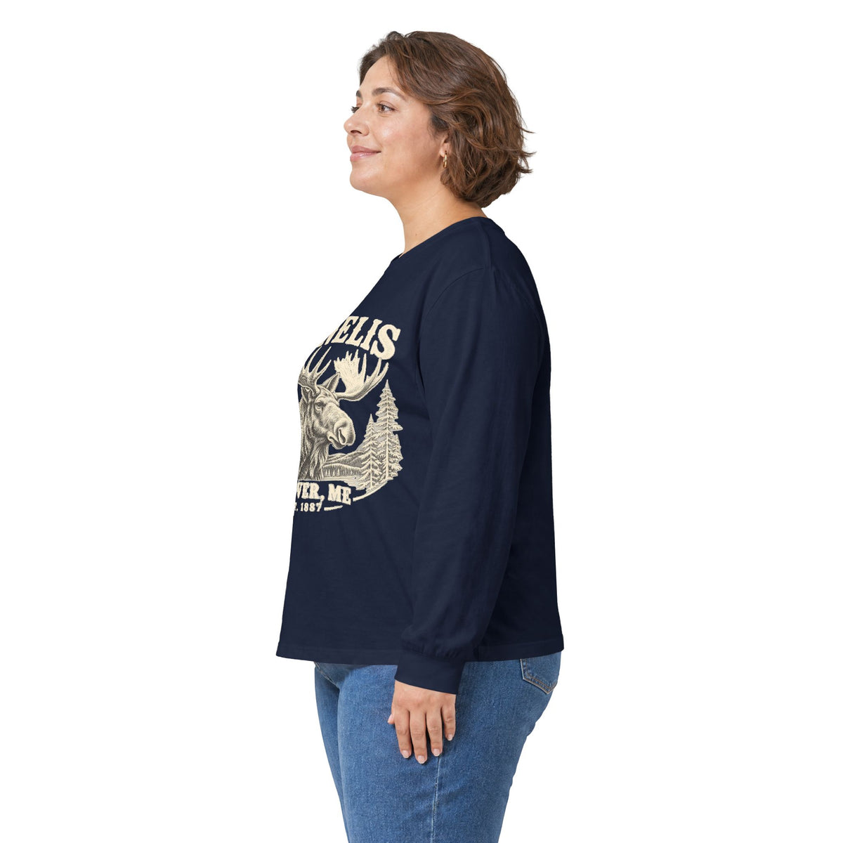 Moose Wilderness Long Sleeve Tee — Retro 'Explore' Outdoor Graphic
