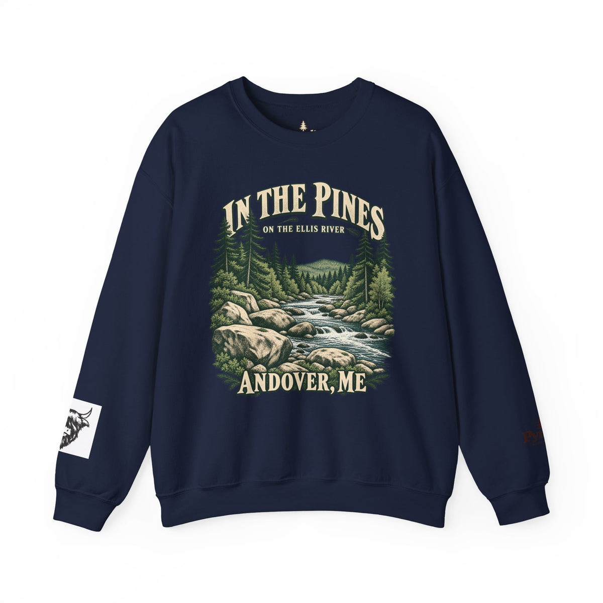 In The Pines Andover, ME Crewneck Sweatshirt — Scenic River Pine Forest Sweatshirt