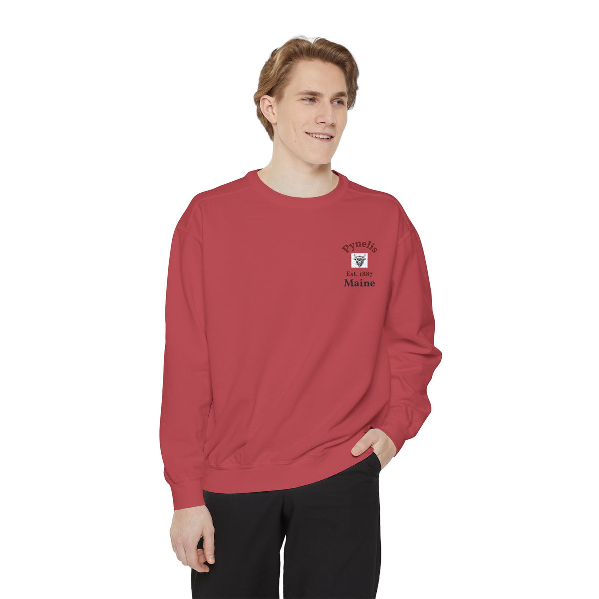 Crewneck Sweatshirt — Pynelis Maine Est 1887 Highland Graphic