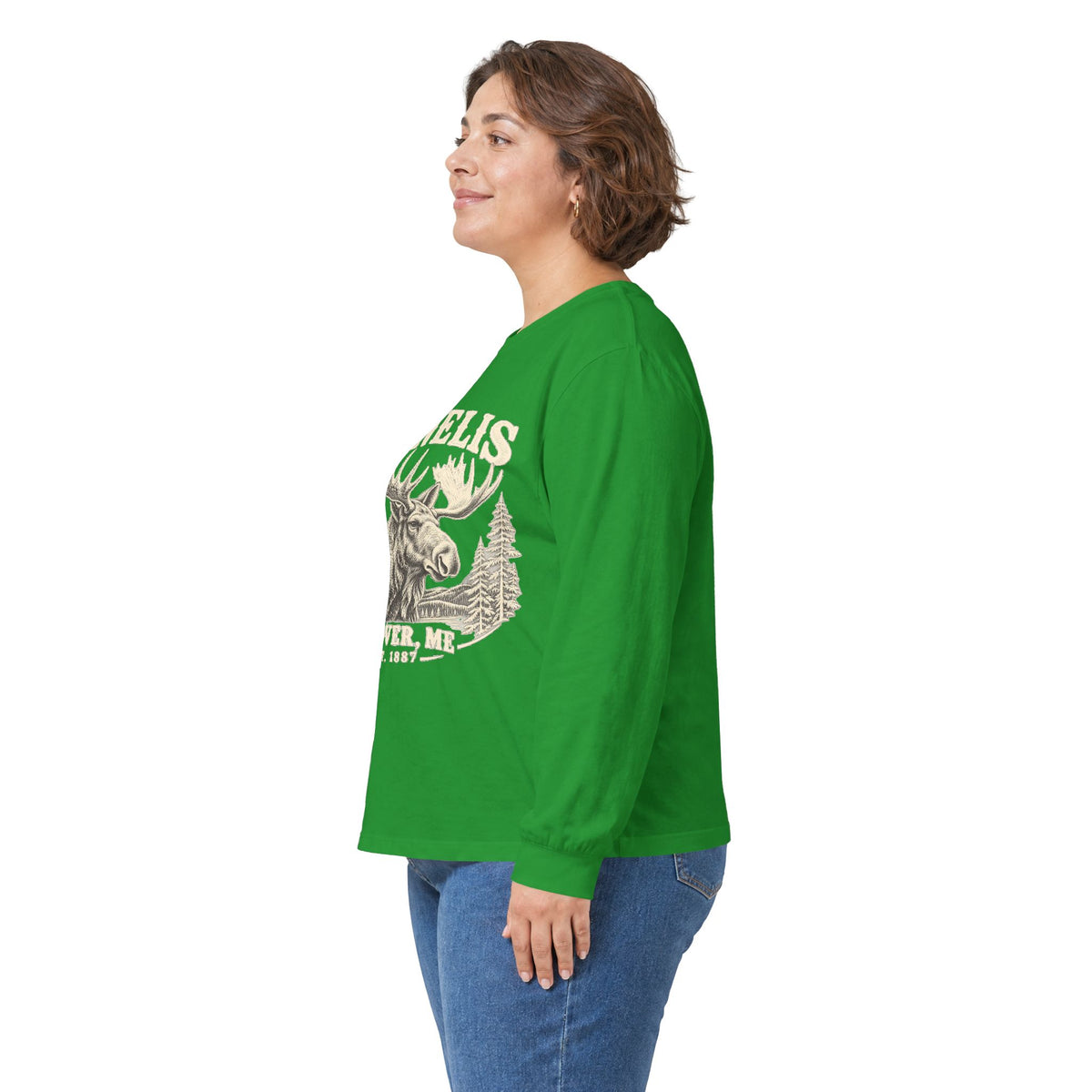 Moose Wilderness Long Sleeve Tee — Retro 'Explore' Outdoor Graphic