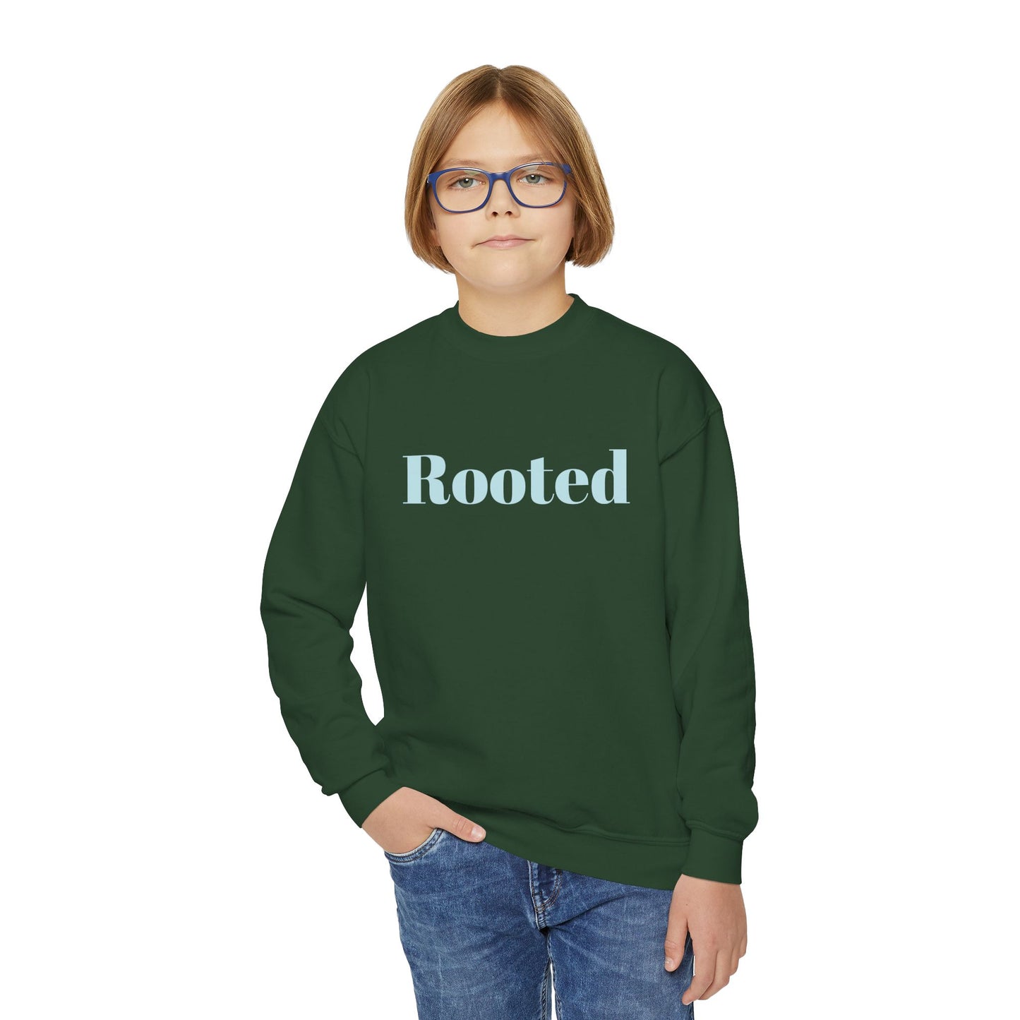 Rooted Youth Crewneck Sweatshirt – Soft Pastel Inspirational Kids Pullover
