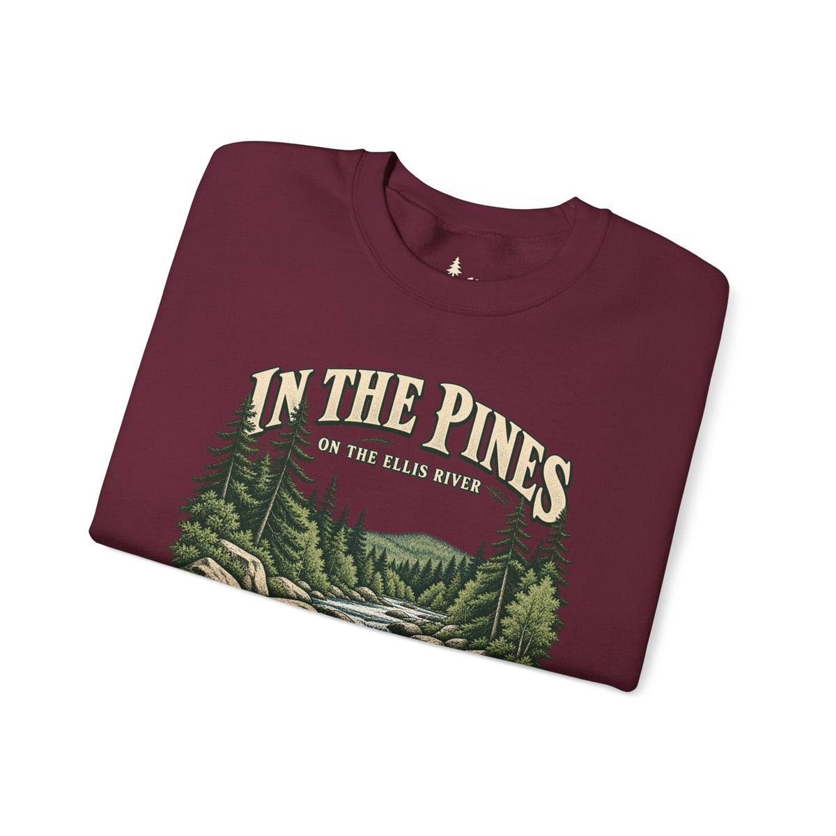 In The Pines Andover, ME Crewneck Sweatshirt — Scenic River Pine Forest Sweatshirt