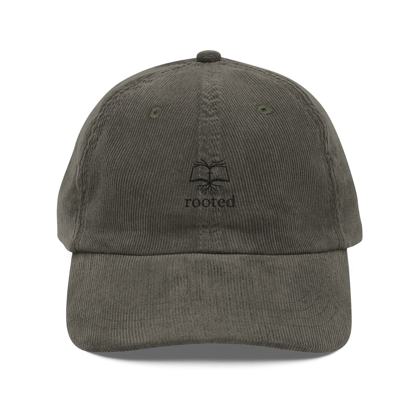 Rooted in Christ Vintage Corduroy Cap — Embroidered Christian Hat