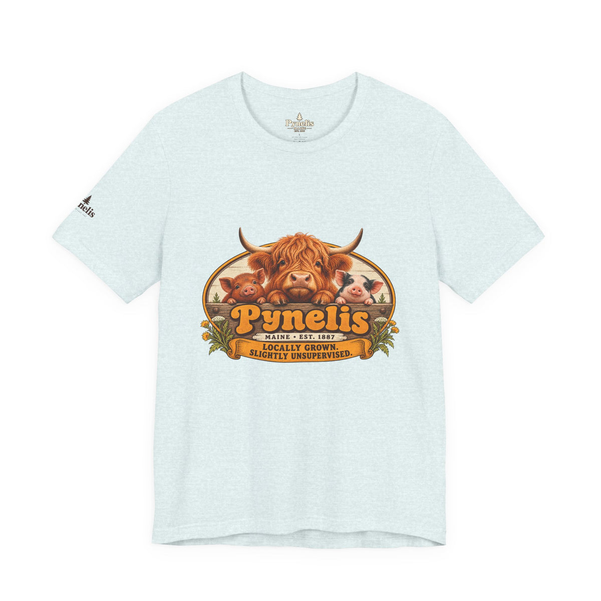 Highland Cow Farm T-Shirt — “Pynelis” Vintage Rustic Livestock Tee