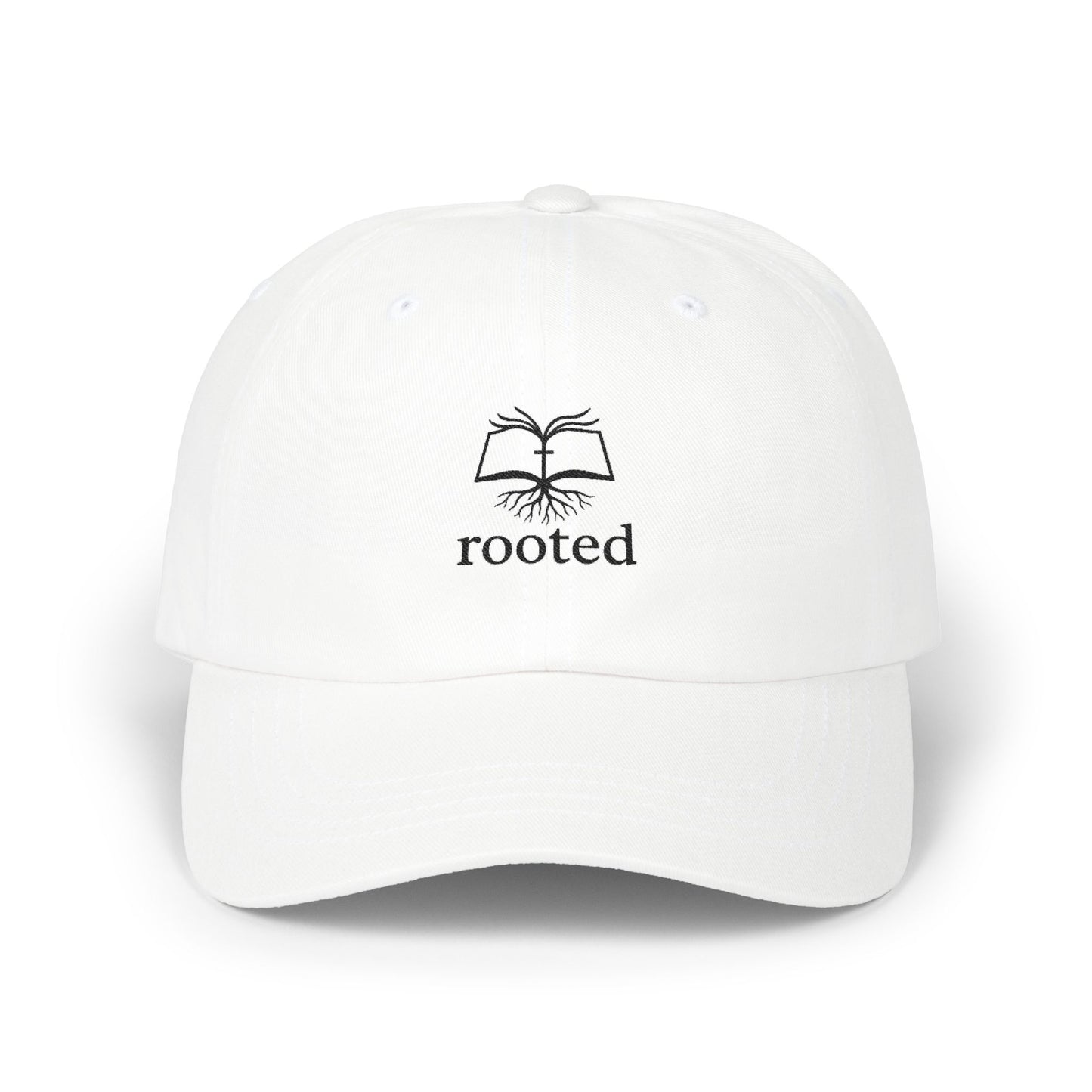 Rooted in Christ embroidered logo Classic Cap | Christian baseball hat