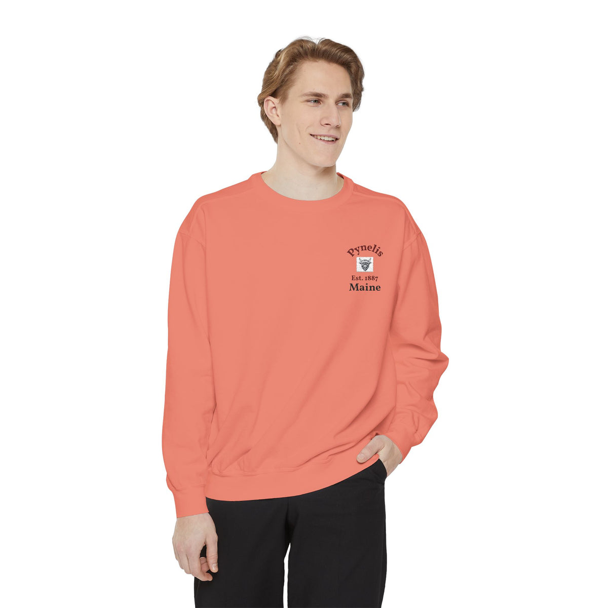 Crewneck Sweatshirt — Pynelis Maine Est 1887 Highland Graphic