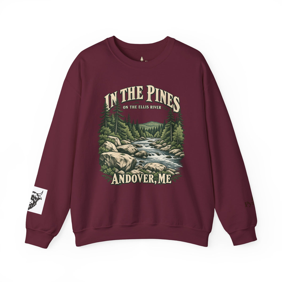 In The Pines Andover, ME Crewneck Sweatshirt — Scenic River Pine Forest Sweatshirt
