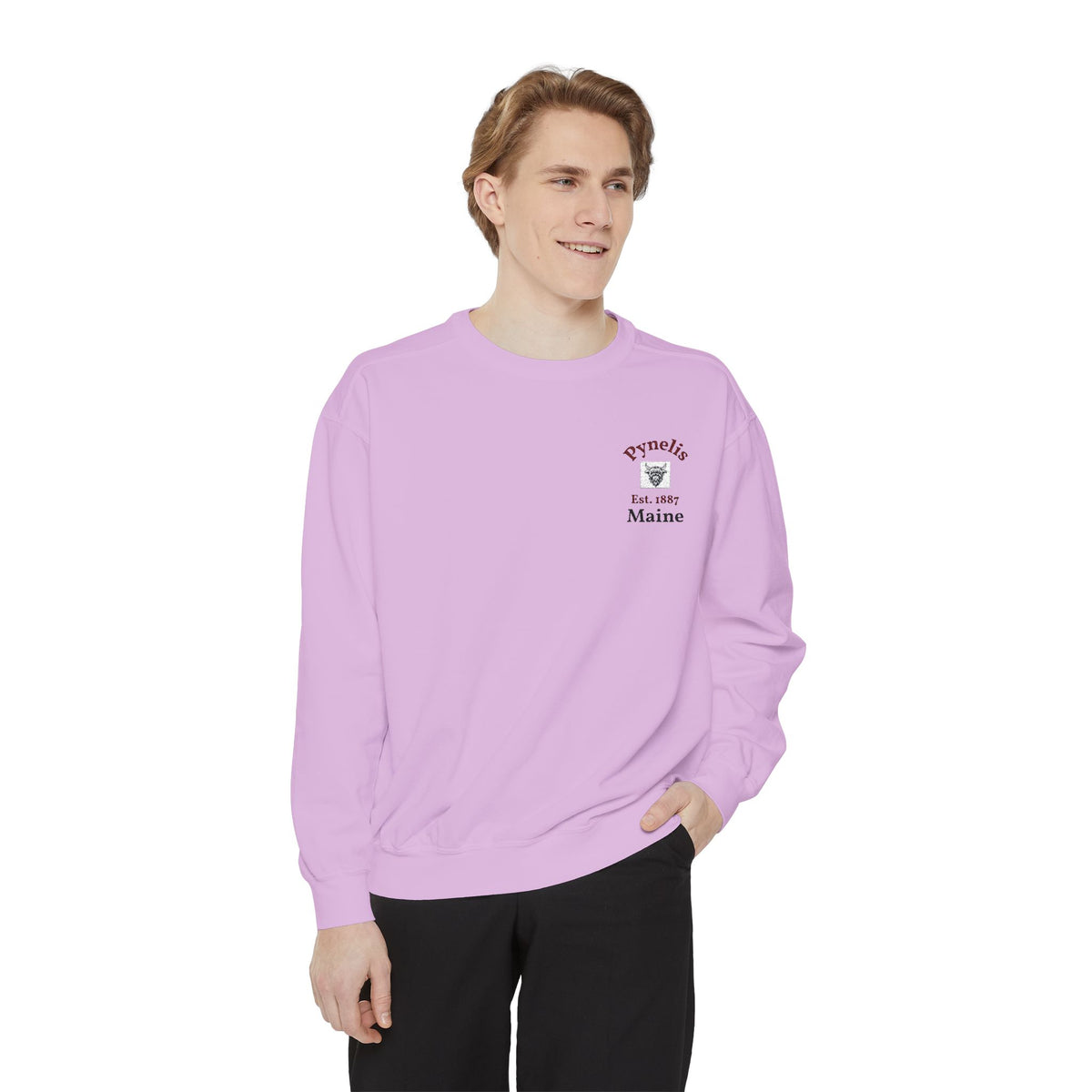 Crewneck Sweatshirt — Pynelis Maine Est 1887 Highland Graphic