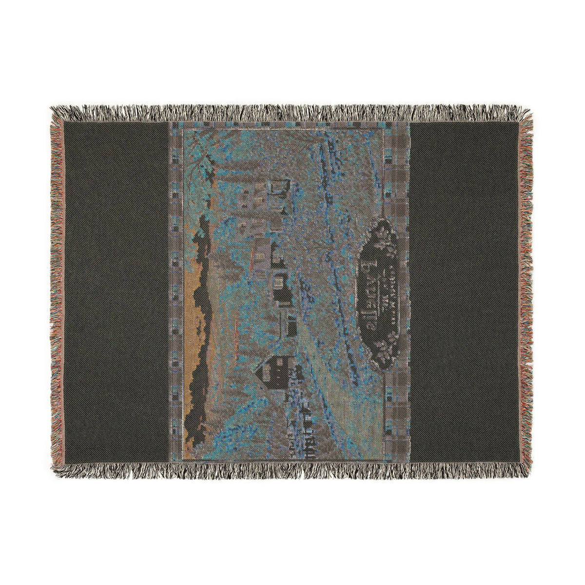 Plaid Woven Blanket — Autumn Village Tapestry Throw (Cozy Pynelis Landscape)