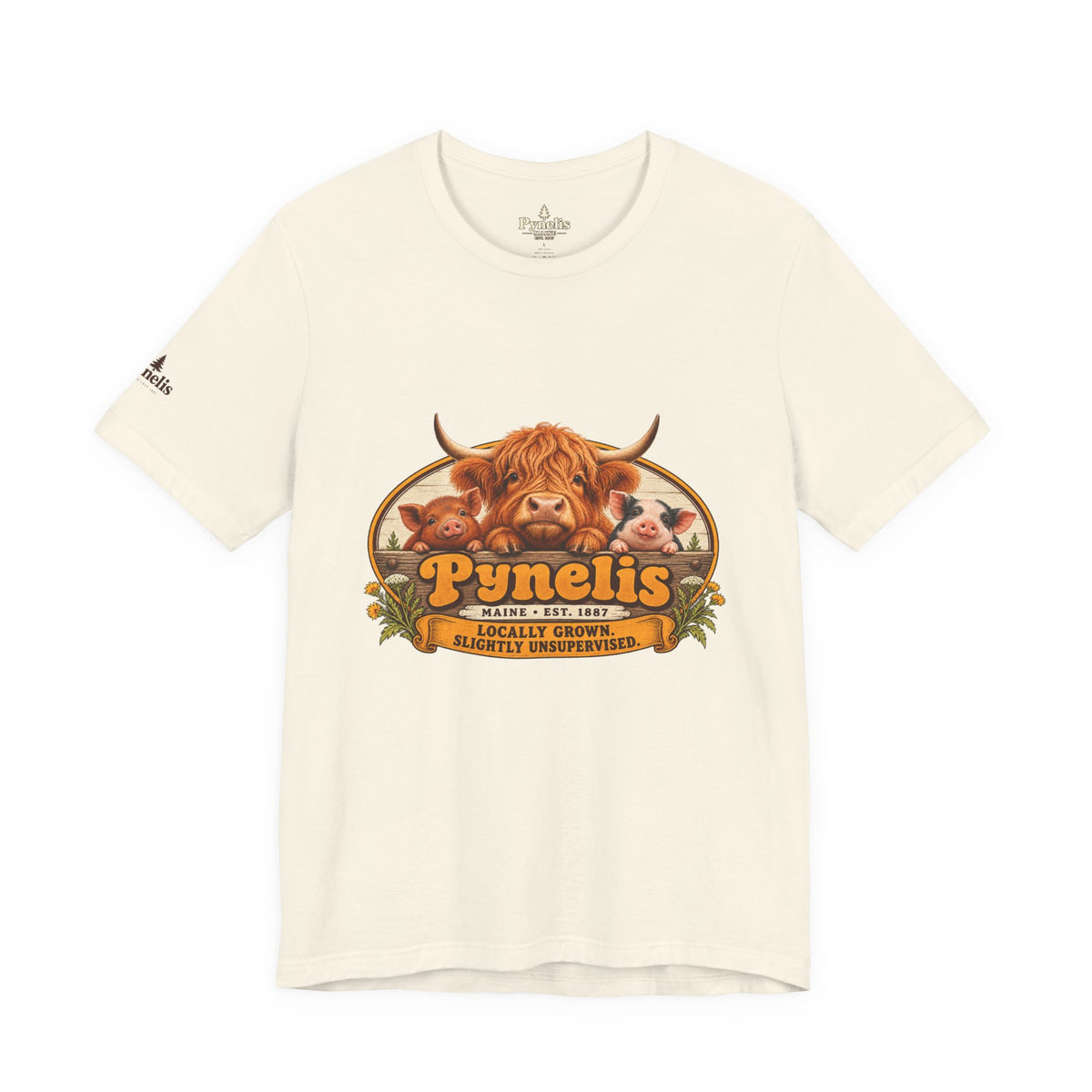 Highland Cow Farm T-Shirt — “Pynelis” Vintage Rustic Livestock Tee