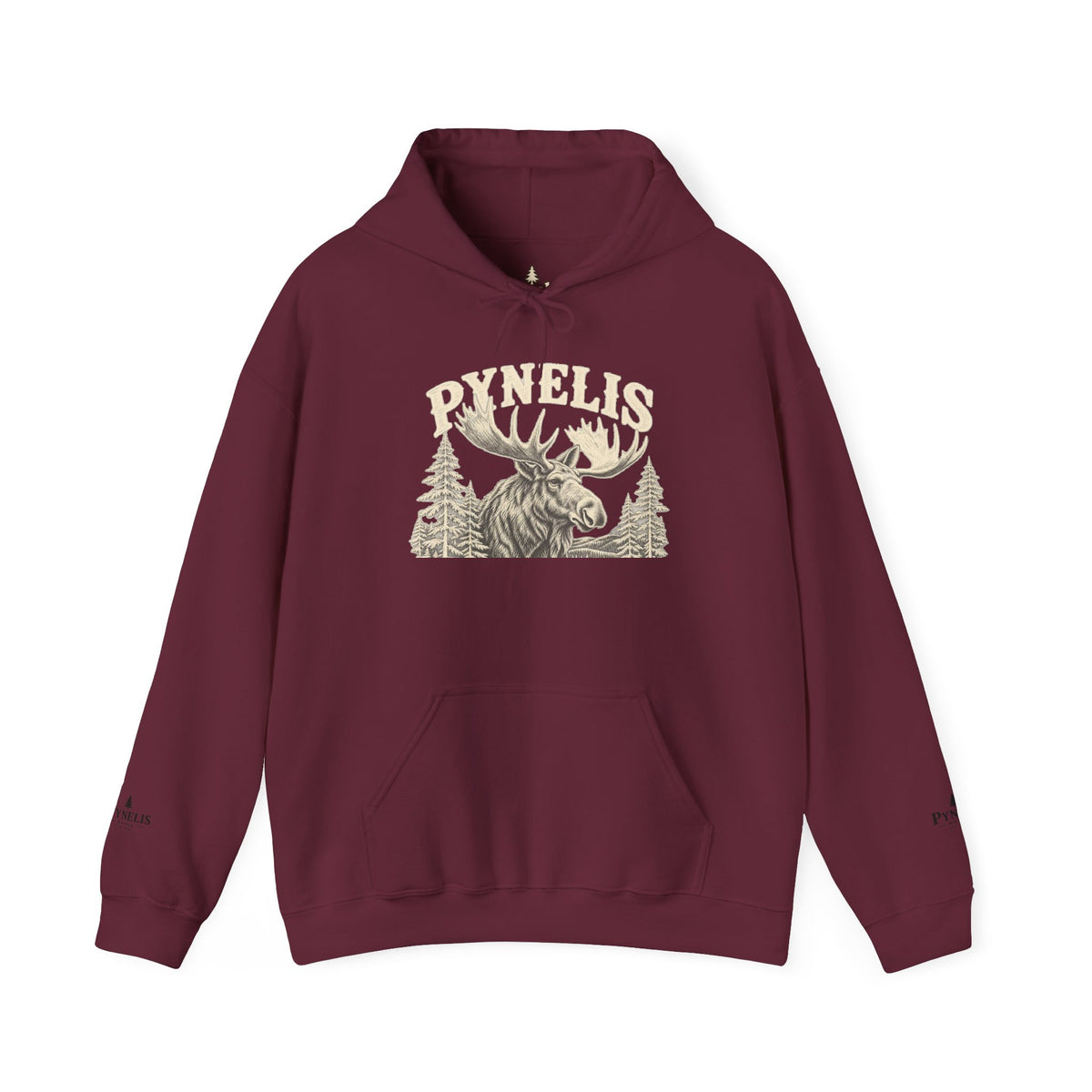 Moose Forest Hoodie — 'Pynelis' Vintage Woodland Pullover