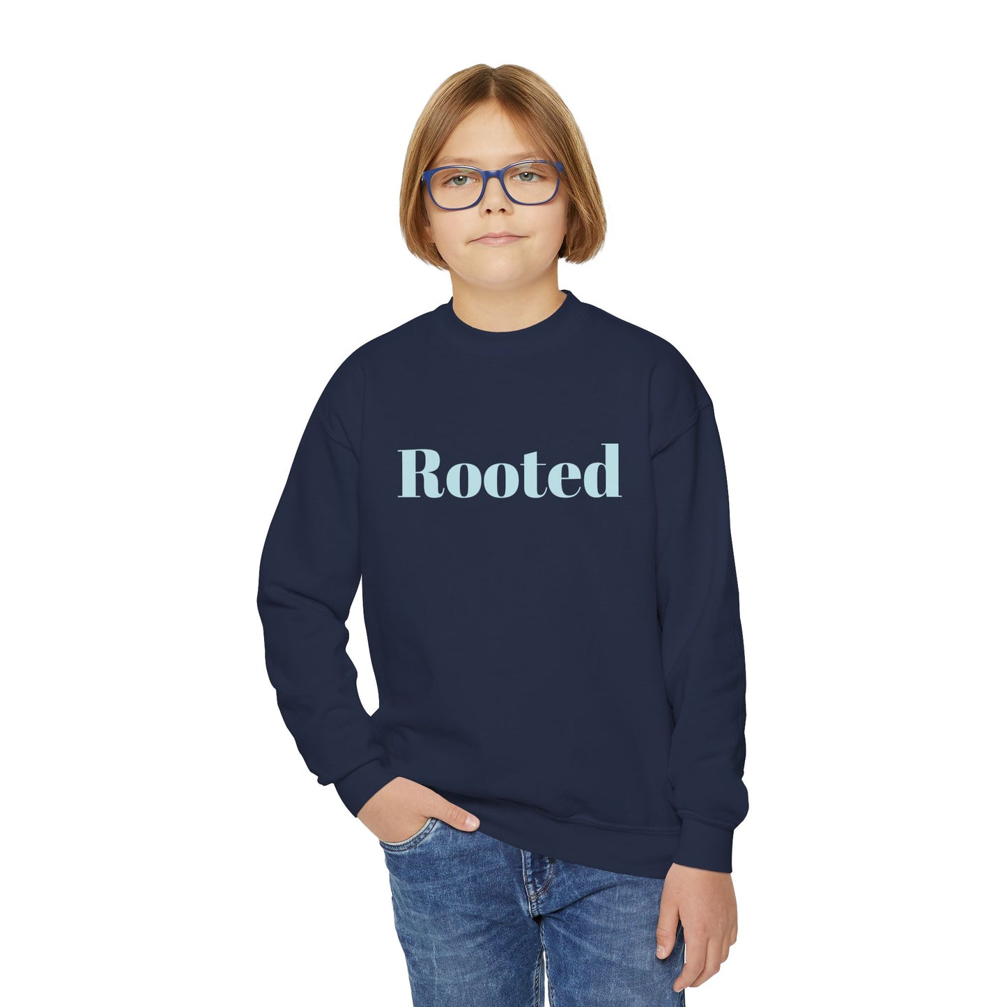 Rooted Youth Crewneck Sweatshirt – Soft Pastel Inspirational Kids Pullover