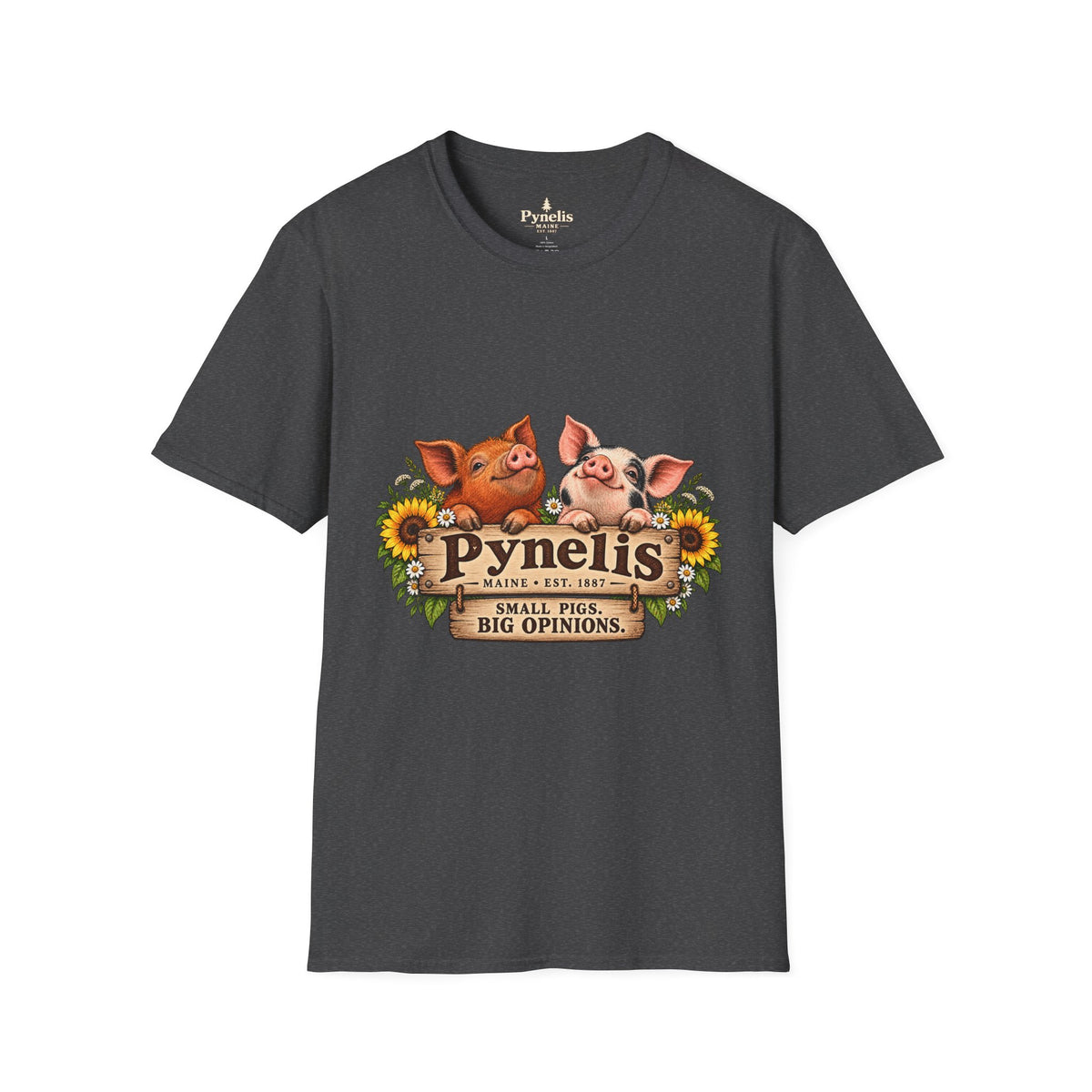 Pig Family Graphic T-Shirt — "Pynelis: Small Pigs, Big Opinions"