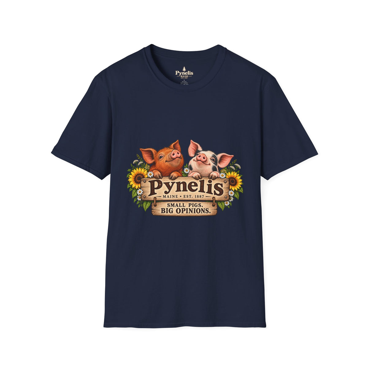 Pig Family Graphic T-Shirt — "Pynelis: Small Pigs, Big Opinions"