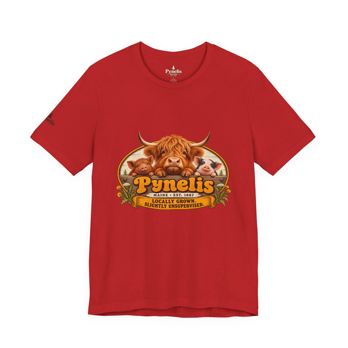 Highland Cow Farm T-Shirt — “Pynelis” Vintage Rustic Livestock Tee