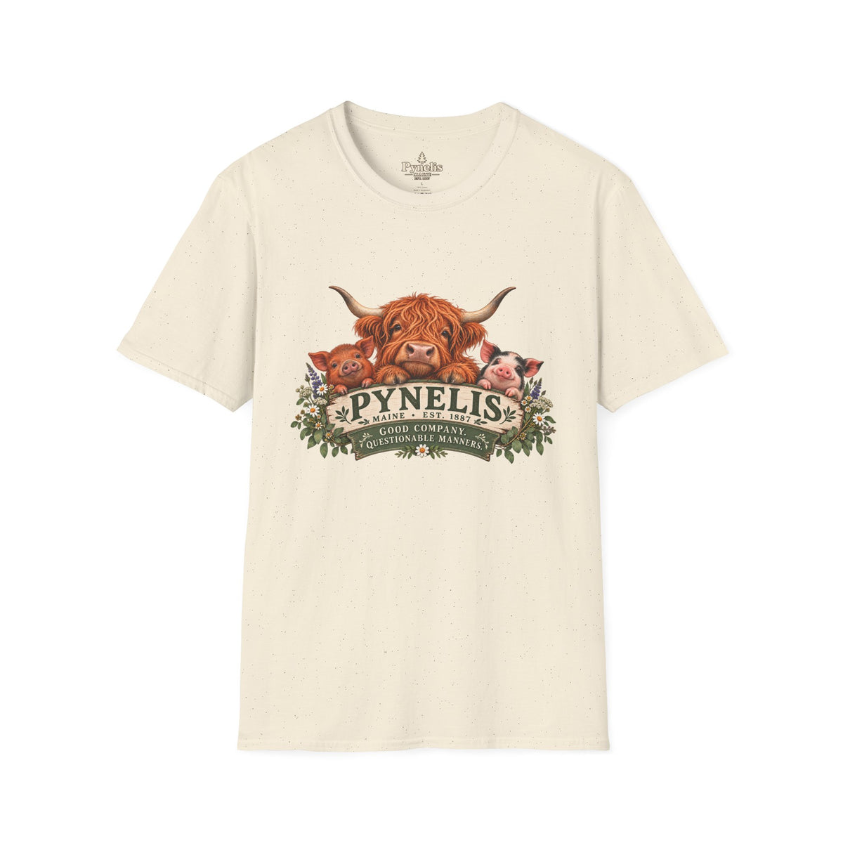 Highland Cow Family T-Shirt — "Pynelis" Floral Farm Animal Tee