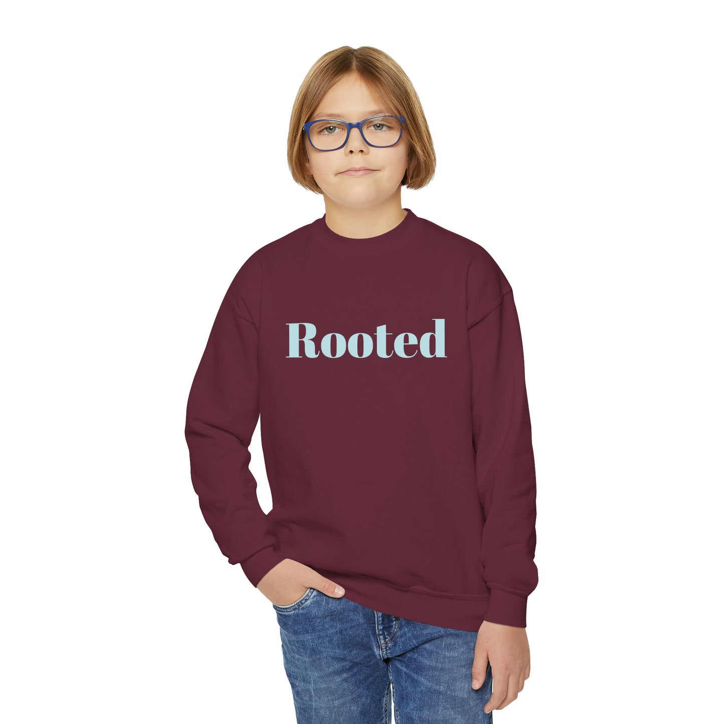 Rooted Youth Crewneck Sweatshirt – Soft Pastel Inspirational Kids Pullover
