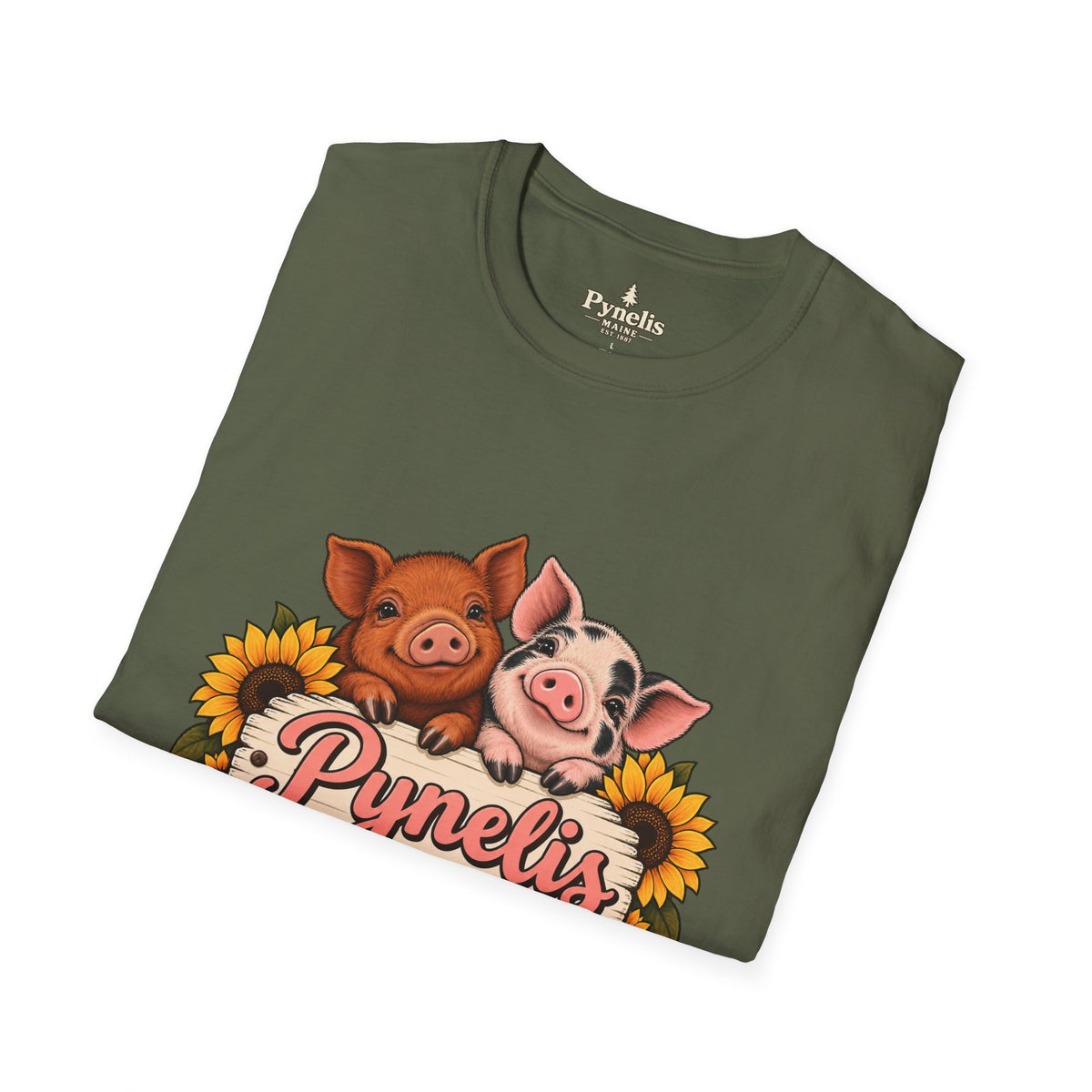 Small Pigs, Big Opinions T-Shirt — Cute Pig Cartoon Tee with Sunflowers