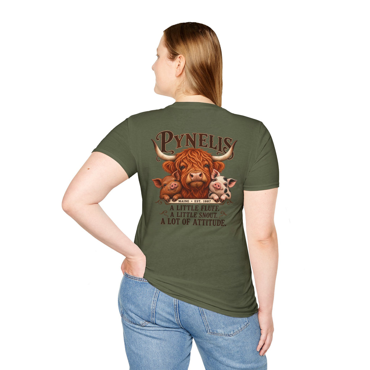 Pynelis Highland Cow Tee — “A Little Fluff, A Little Snout, A Lot of Attitude”
