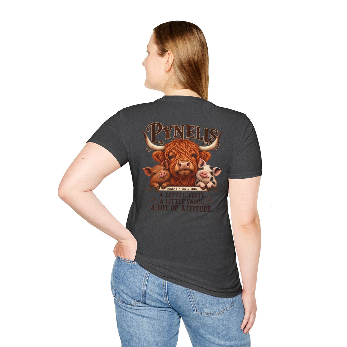 Pynelis Highland Cow Tee — “A Little Fluff, A Little Snout, A Lot of Attitude”