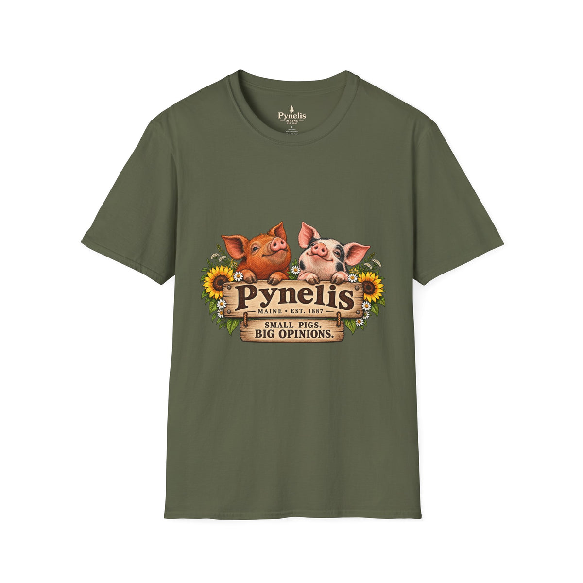 Pig Family Graphic T-Shirt — "Pynelis: Small Pigs, Big Opinions"