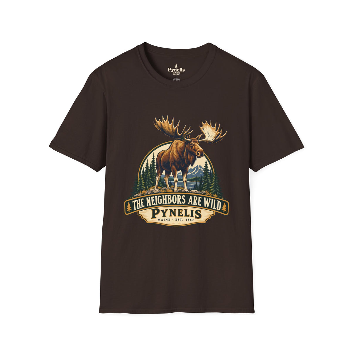 Moose Graphic T-Shirt — "The Neighbors Are Wild" Personalized Cabin Shirt