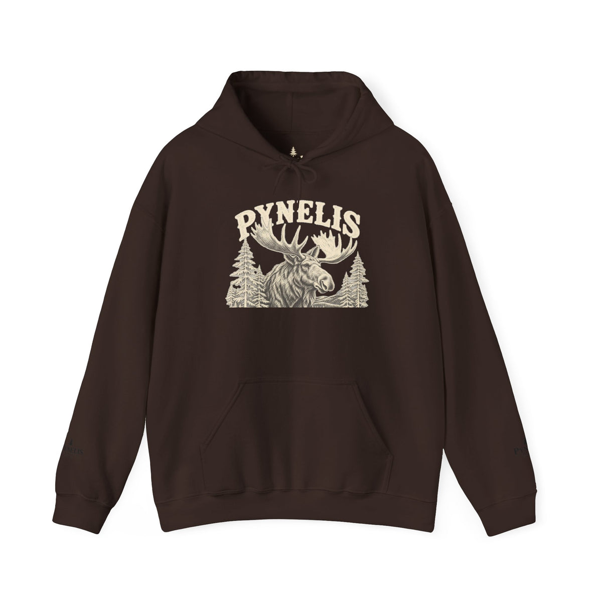 Moose Forest Hoodie — 'Pynelis' Vintage Woodland Pullover