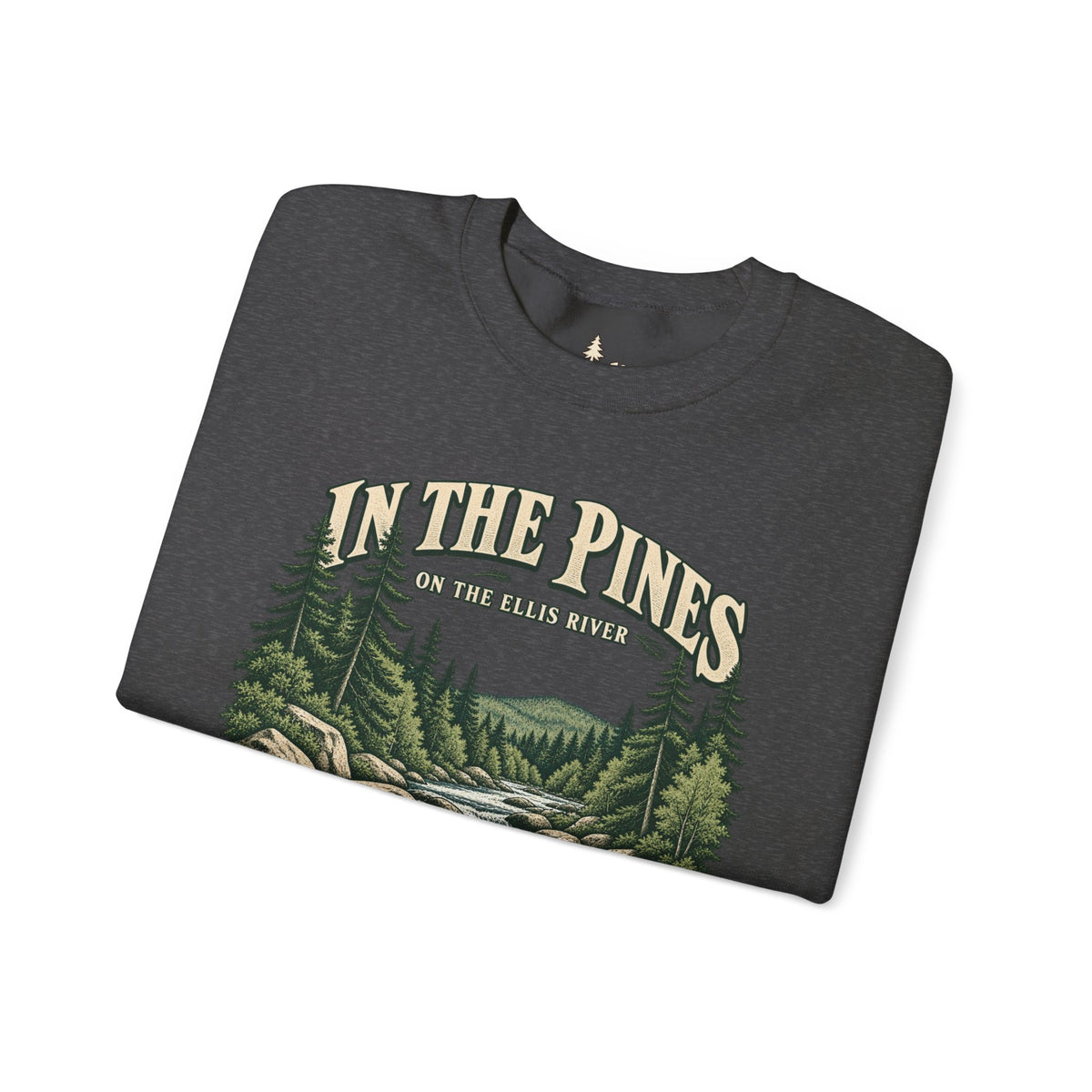 In The Pines Andover, ME Crewneck Sweatshirt — Scenic River Pine Forest Sweatshirt