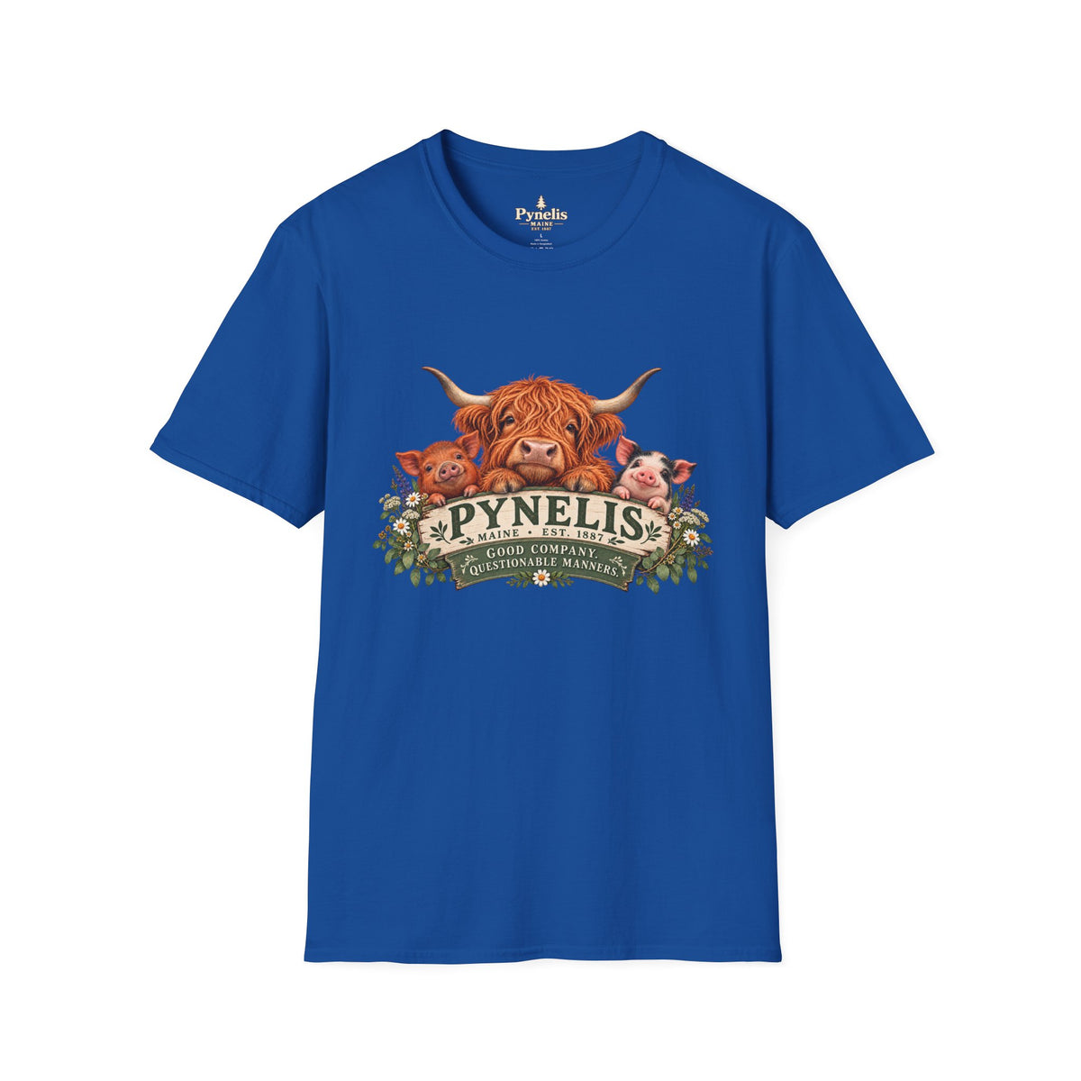 Highland Cow Family T-Shirt — "Pynelis" Floral Farm Animal Tee