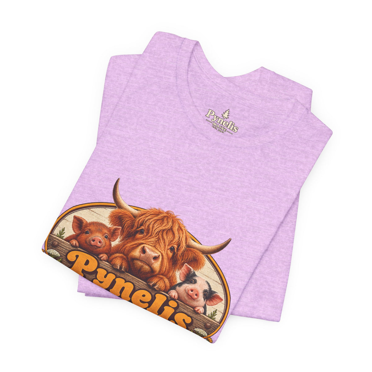 Highland Cow Farm T-Shirt — “Pynelis” Vintage Rustic Livestock Tee