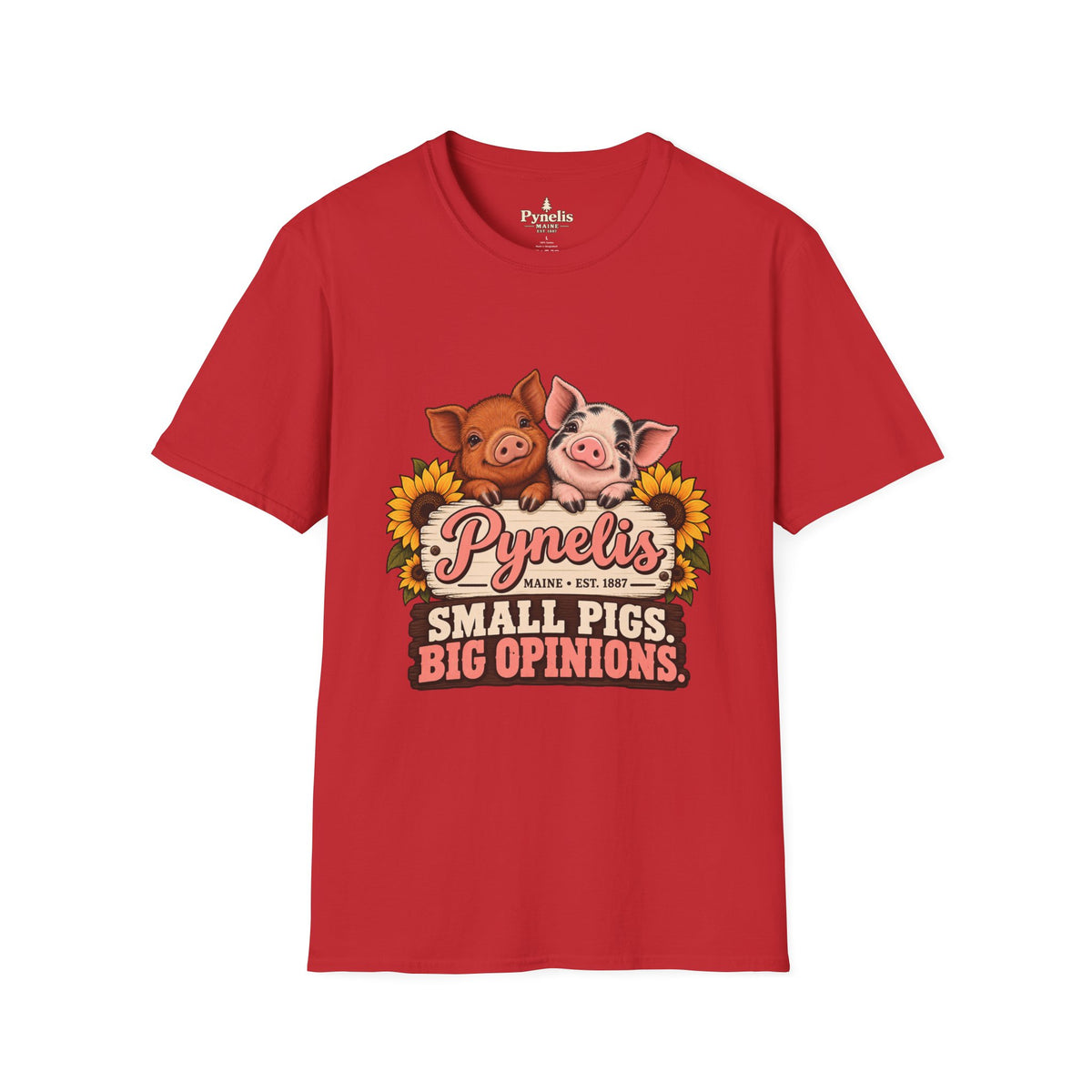 Small Pigs, Big Opinions T-Shirt — Cute Pig Cartoon Tee with Sunflowers