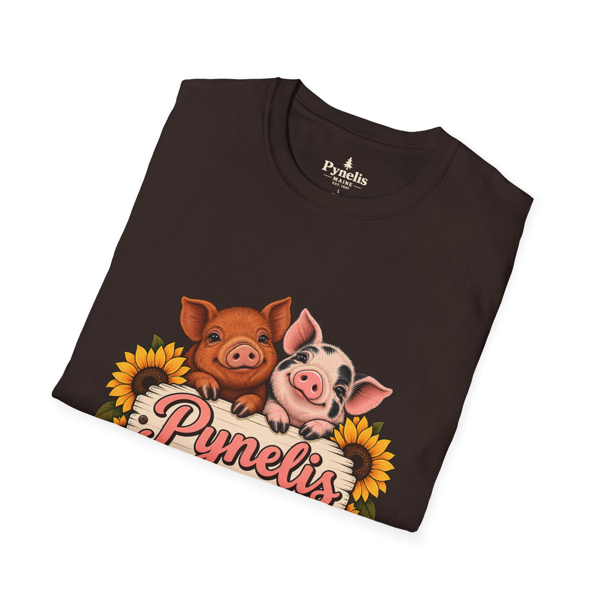 Small Pigs, Big Opinions T-Shirt — Cute Pig Cartoon Tee with Sunflowers