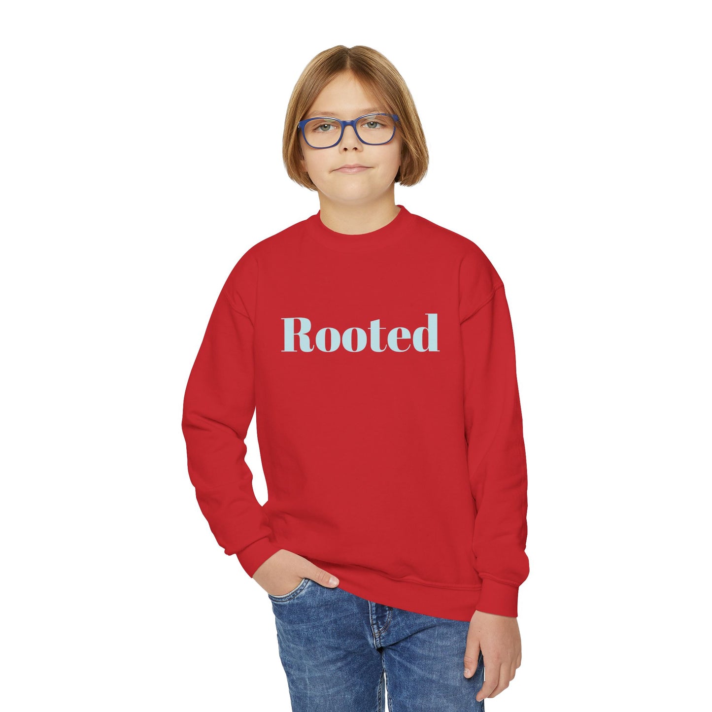Rooted Youth Crewneck Sweatshirt – Soft Pastel Inspirational Kids Pullover