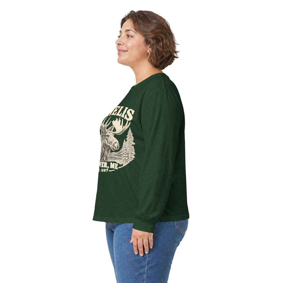 Moose Wilderness Long Sleeve Tee — Retro 'Explore' Outdoor Graphic