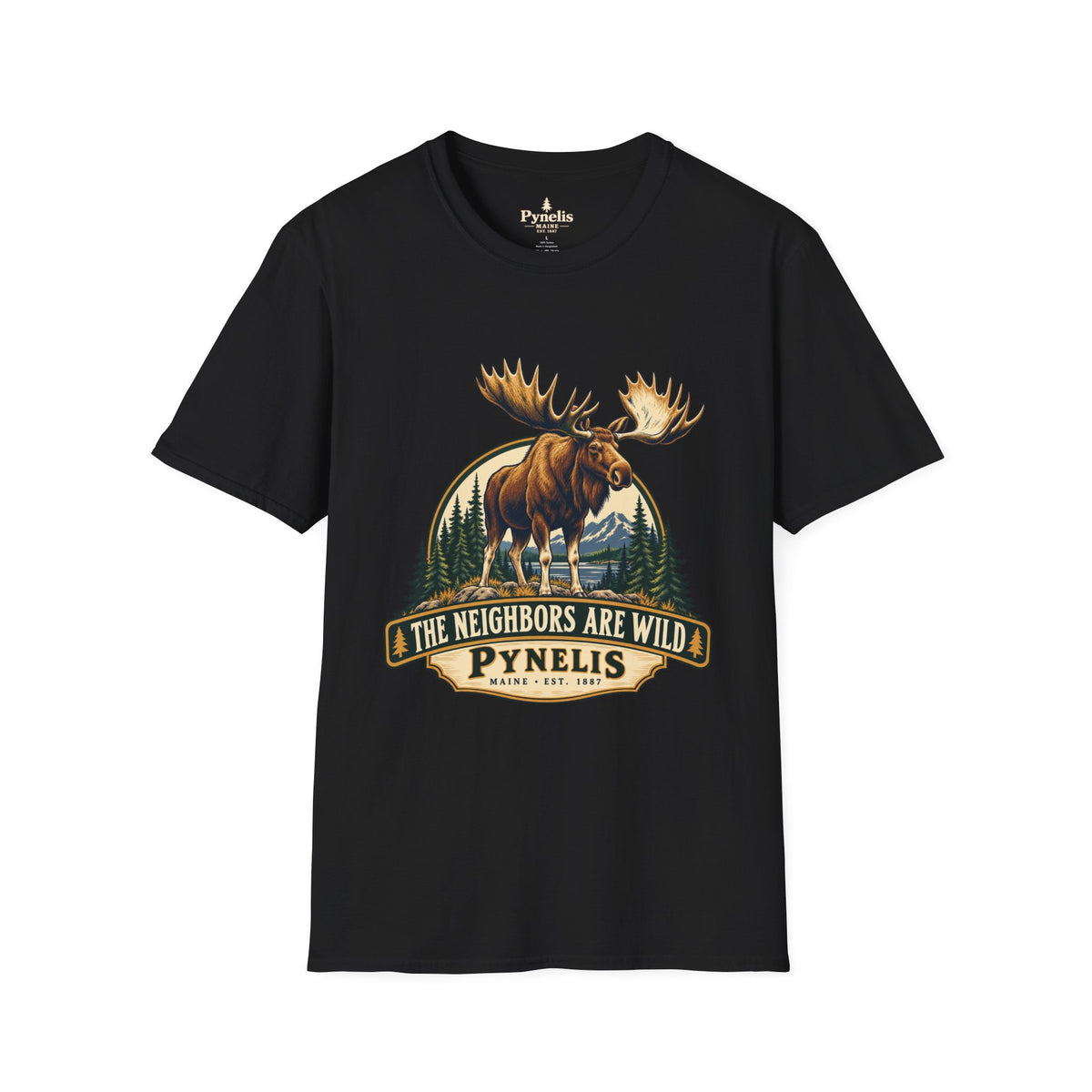 Moose Graphic T-Shirt — "The Neighbors Are Wild" Personalized Cabin Shirt