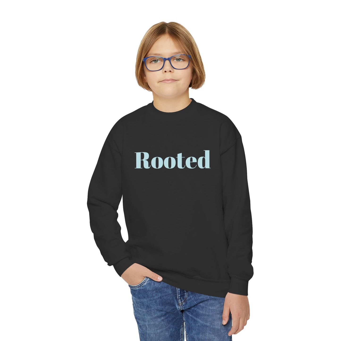Rooted Youth Crewneck Sweatshirt – Soft Pastel Inspirational Kids Pullover
