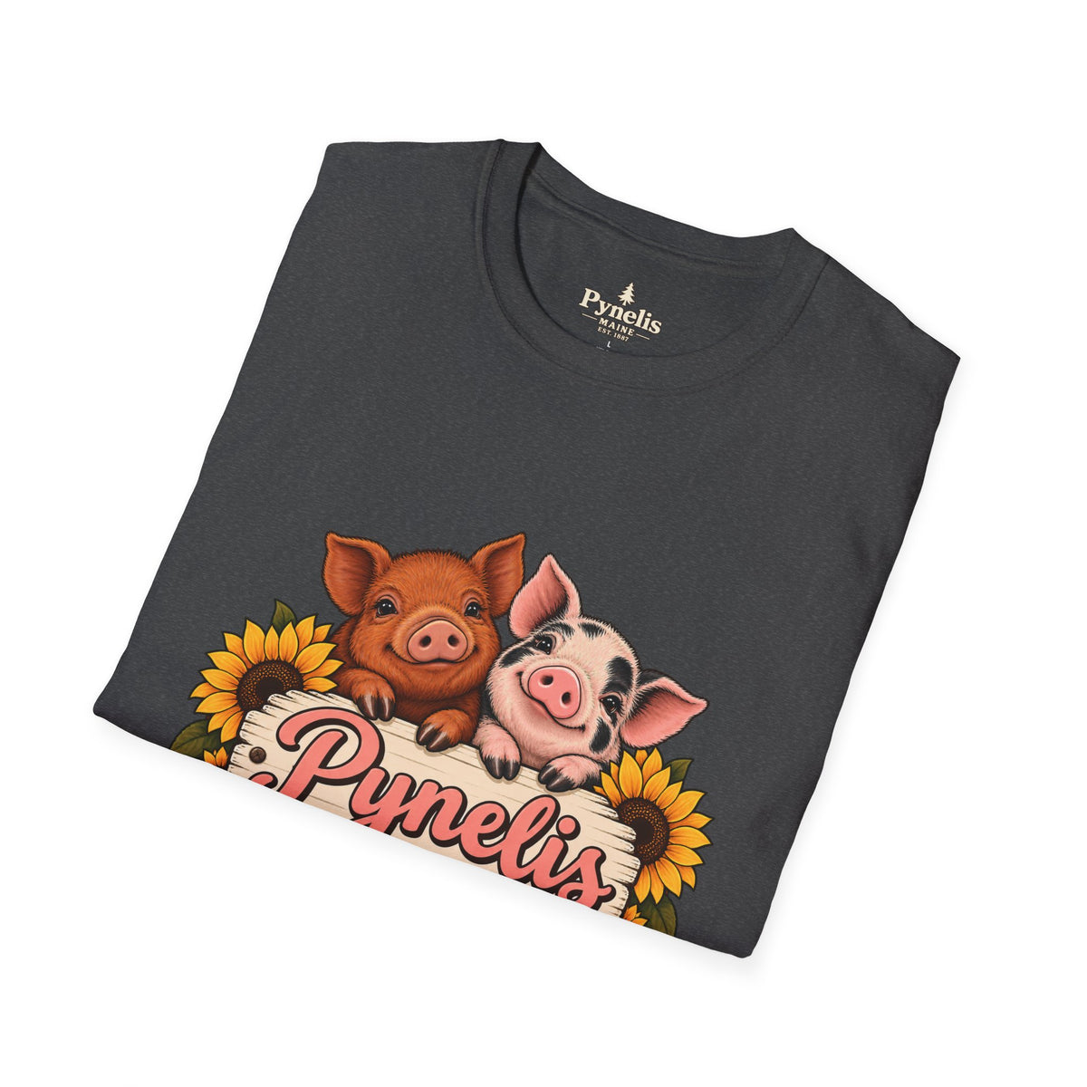 Small Pigs, Big Opinions T-Shirt — Cute Pig Cartoon Tee with Sunflowers