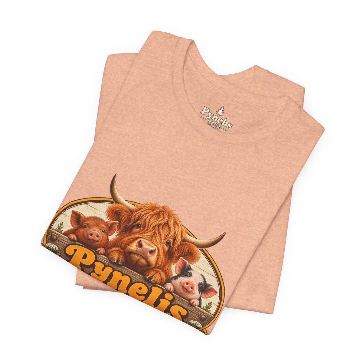 Highland Cow Farm T-Shirt — “Pynelis” Vintage Rustic Livestock Tee