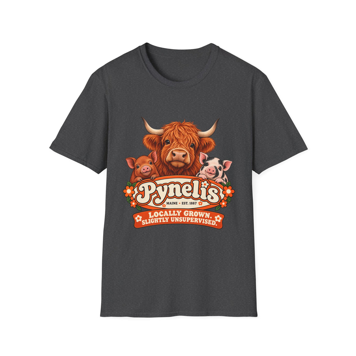 T-Shirt — 'Pynelis' Farm Animals Graphic Tee: Locally Grown, Slightly Unsurprised