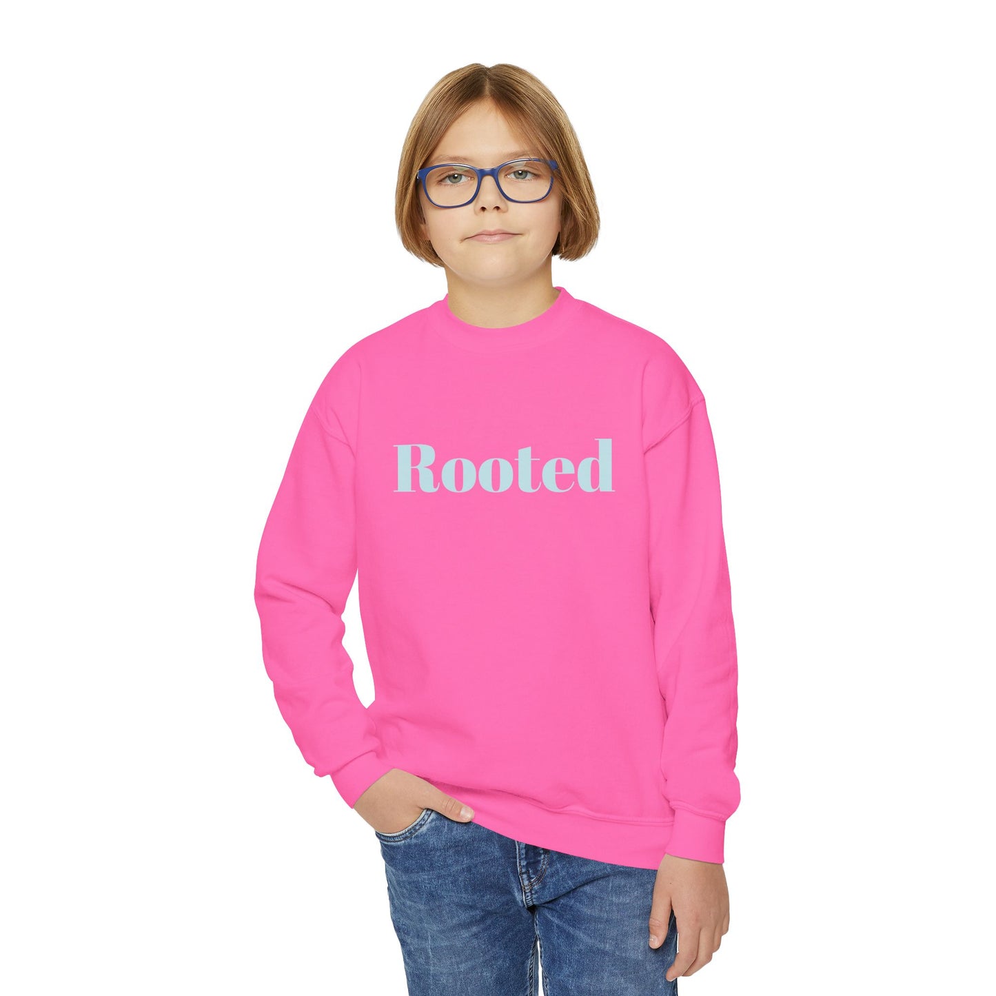 Rooted Youth Crewneck Sweatshirt – Soft Pastel Inspirational Kids Pullover