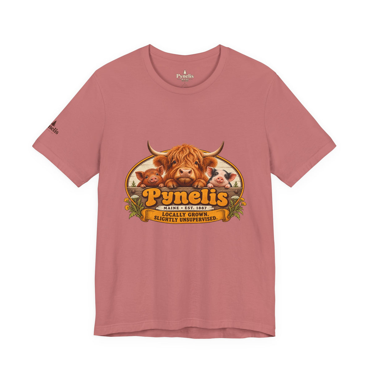 Highland Cow Farm T-Shirt — “Pynelis” Vintage Rustic Livestock Tee