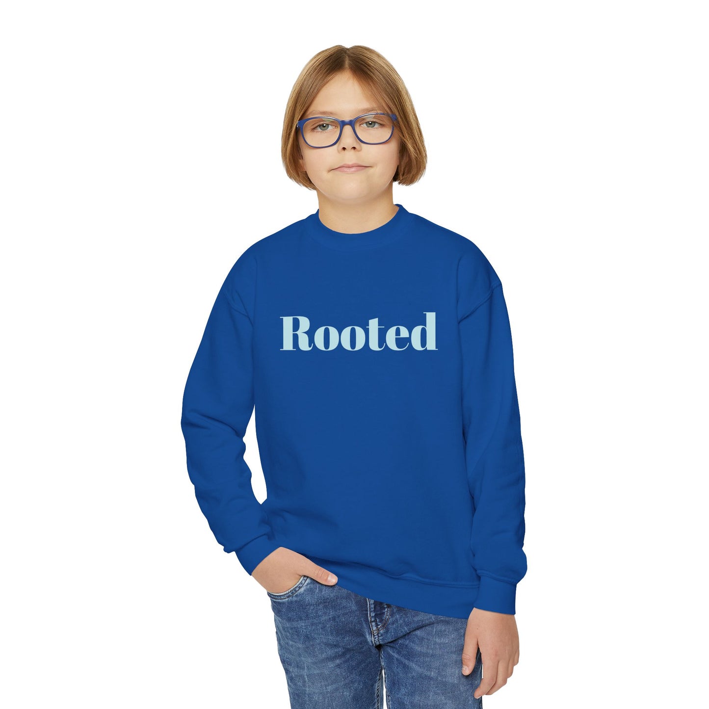 Rooted Youth Crewneck Sweatshirt – Soft Pastel Inspirational Kids Pullover