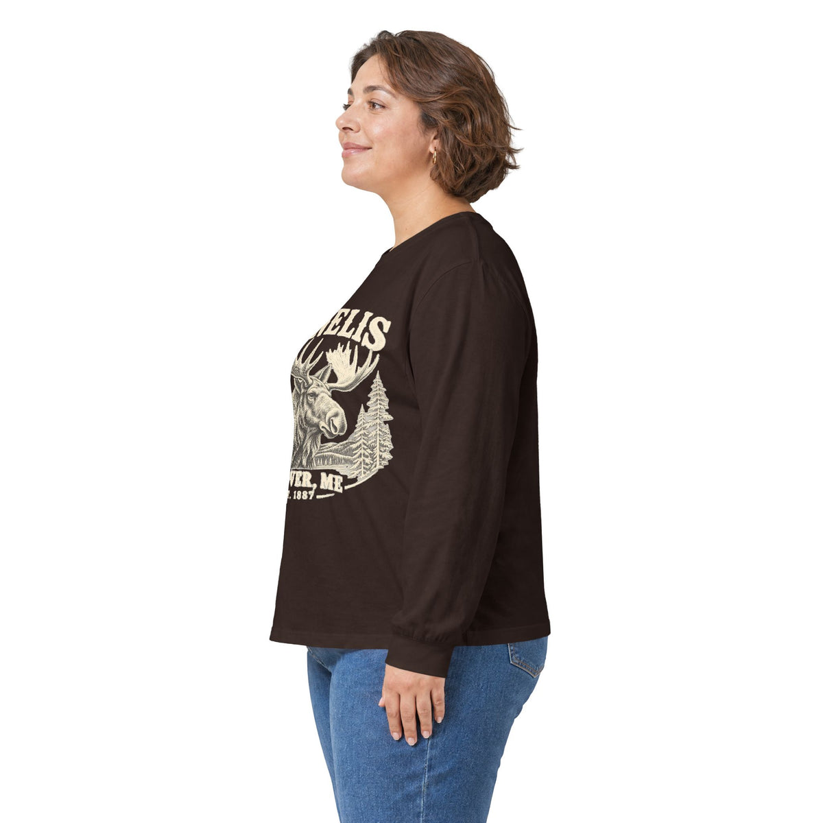 Moose Wilderness Long Sleeve Tee — Retro 'Explore' Outdoor Graphic
