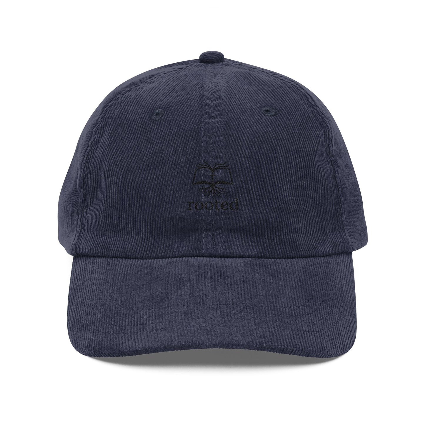 Rooted in Christ Vintage Corduroy Cap — Embroidered Christian Hat