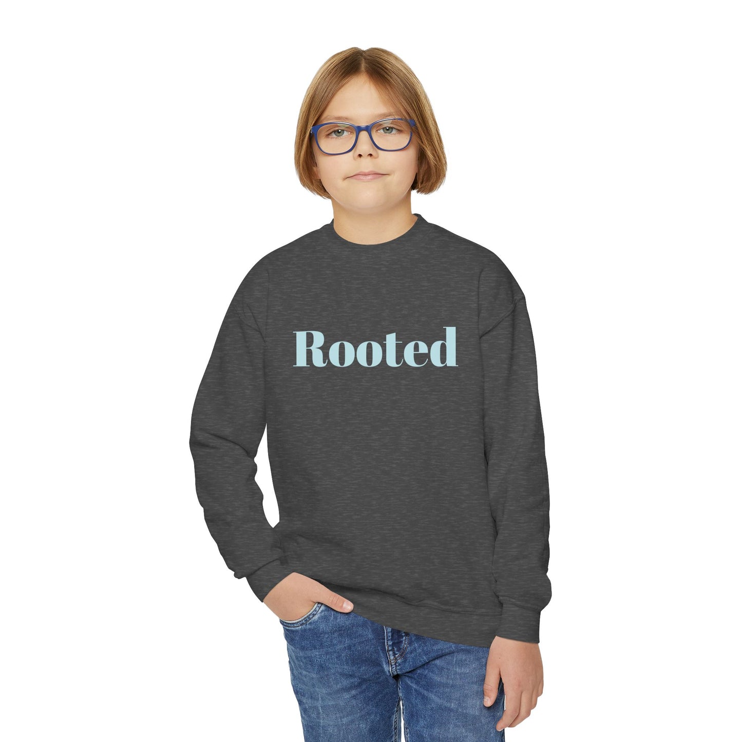 Rooted Youth Crewneck Sweatshirt – Soft Pastel Inspirational Kids Pullover