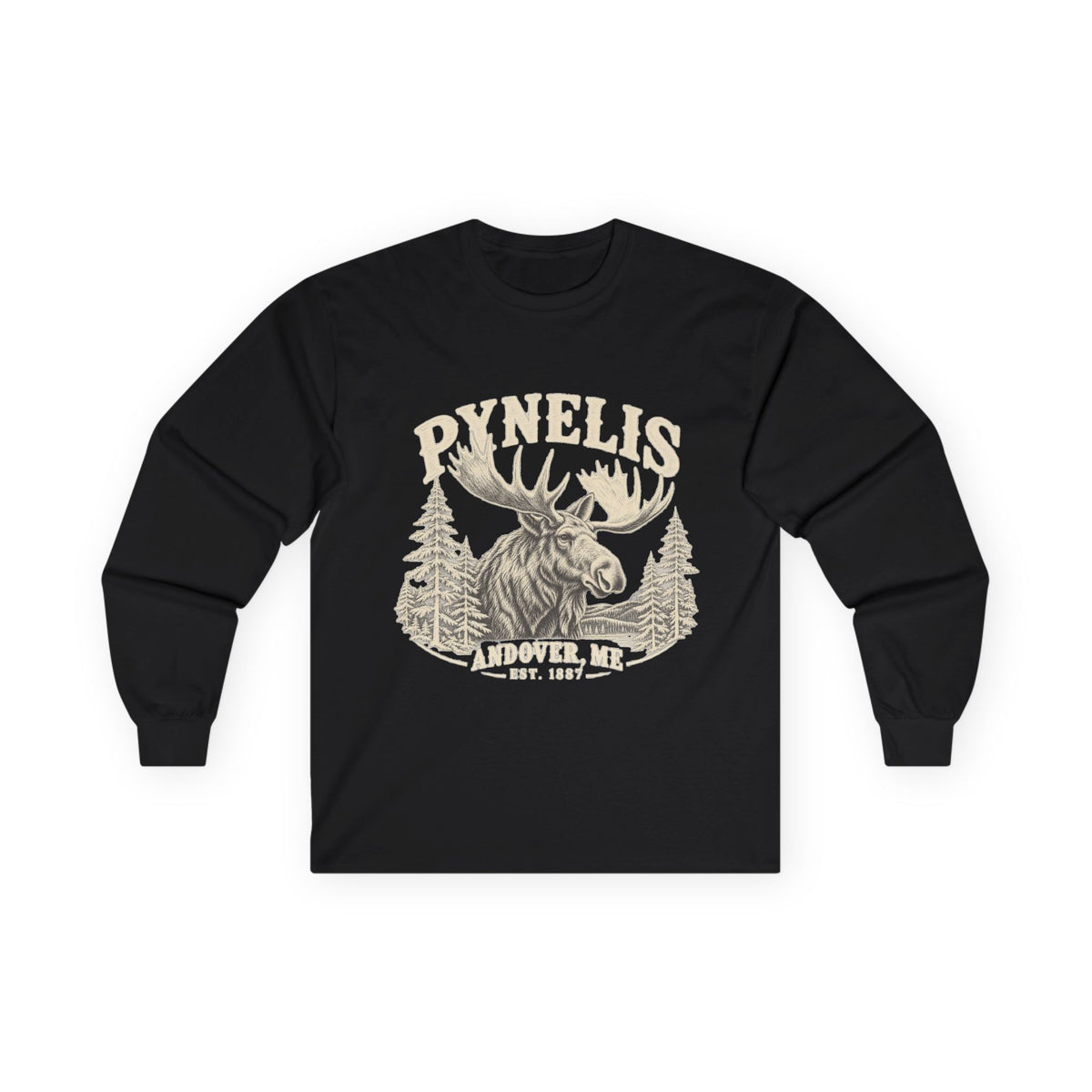 Moose Wilderness Long Sleeve Tee — Retro 'Explore' Outdoor Graphic