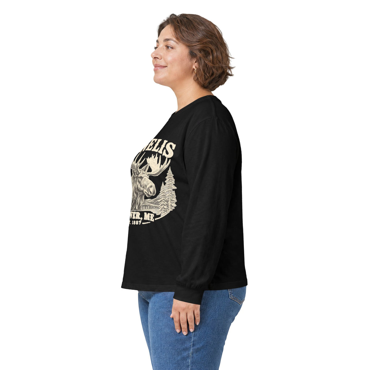 Moose Wilderness Long Sleeve Tee — Retro 'Explore' Outdoor Graphic