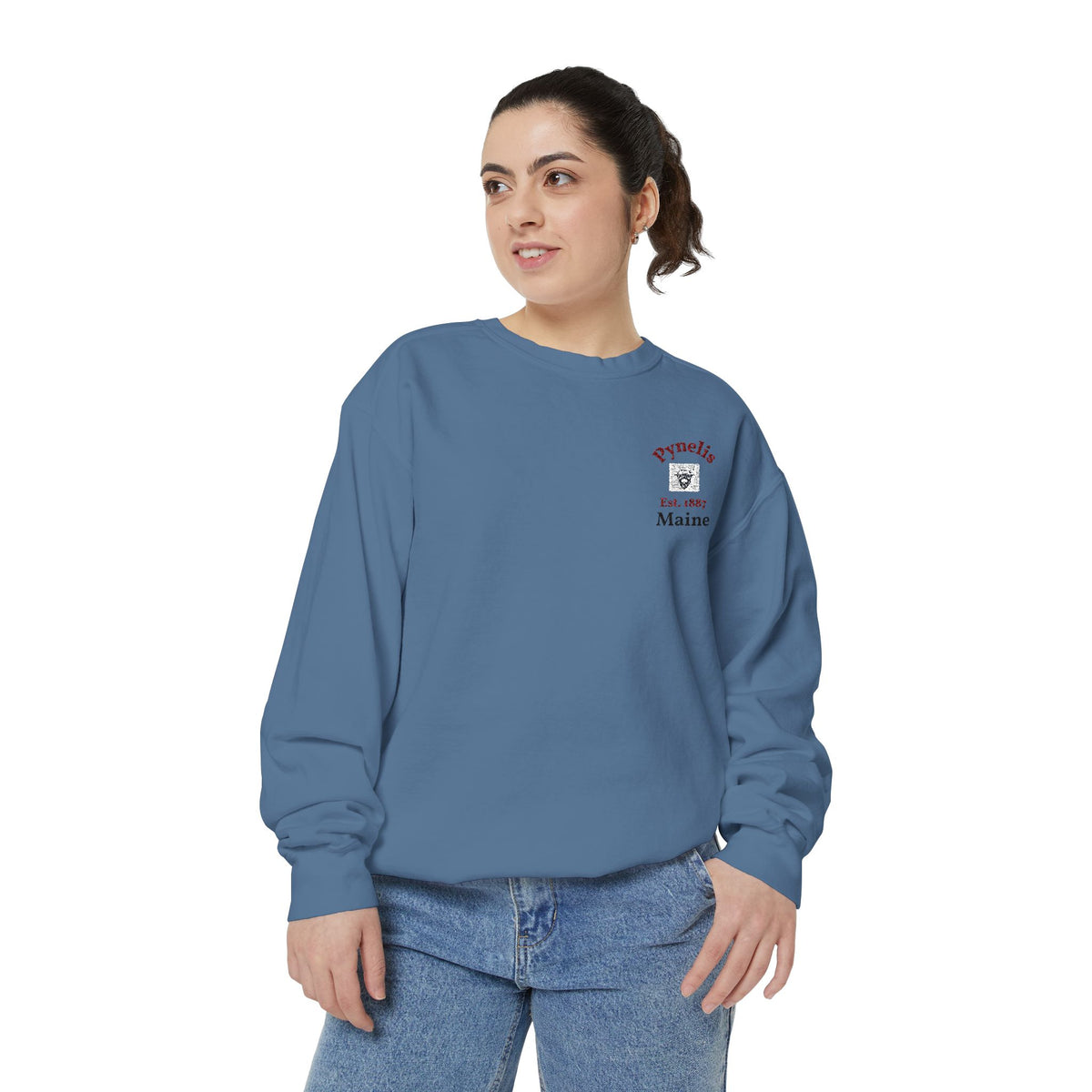 Crewneck Sweatshirt — Pynelis Maine Est 1887 Highland Graphic